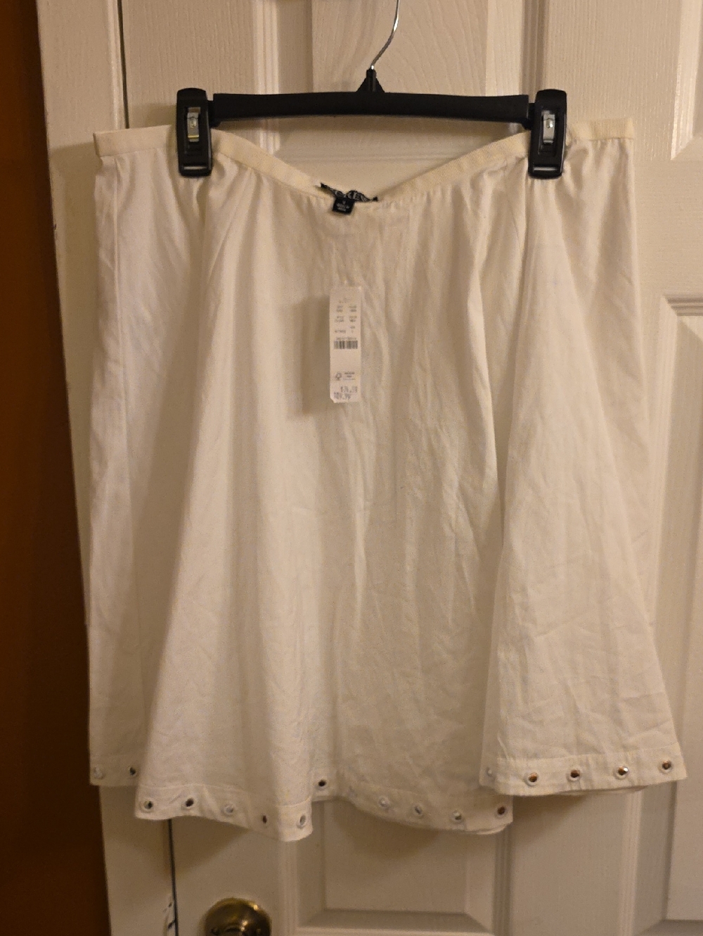 J. Crew Cream A-Line Skirt with Eyelet Hem